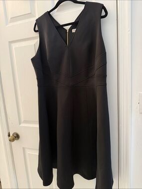 Calvin Klein Black Sleeveless V-Neck Midi Dress